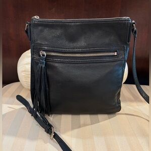 Margot Black Leather Crossbody Bag